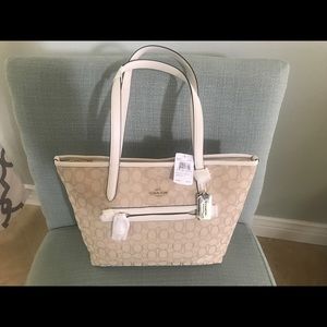 NWT coach monogram beige handbag